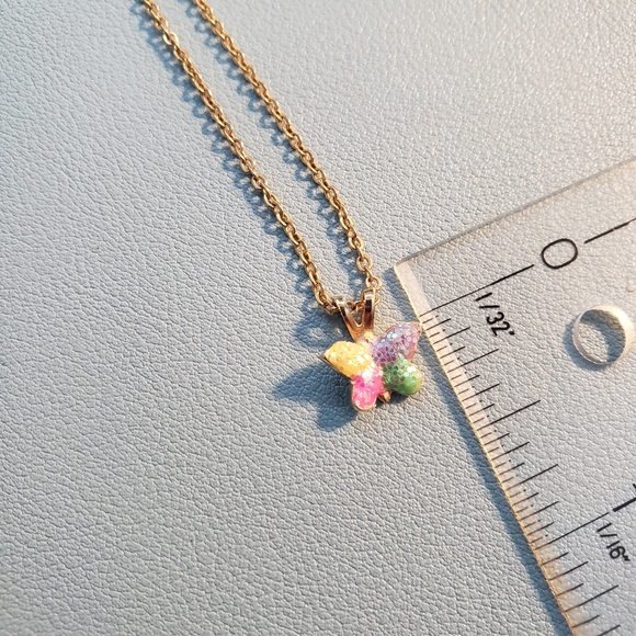 3/$15 5/$20 Vintage Y2K Gold Plated Colourful Sparkle Glitter Butterfly Necklace - Picture 9 of 11